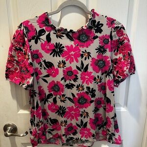 Savanna Jane Pink and Black Floral Blouse